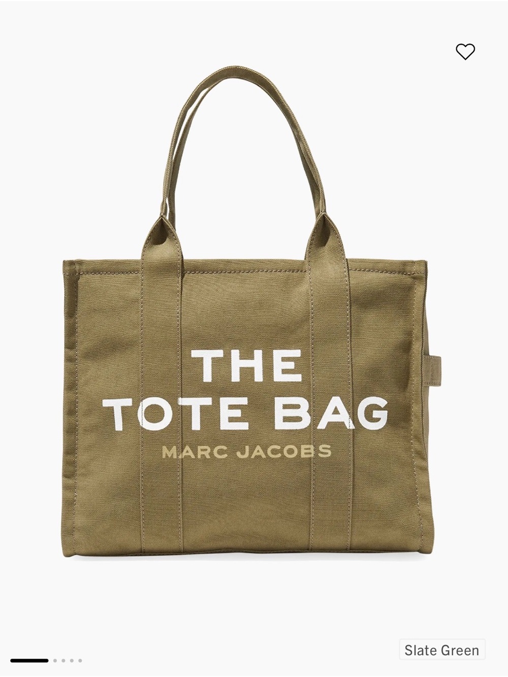 Marc Jacobs Slate Green Canvas 'The Tote Bag' with White Logo